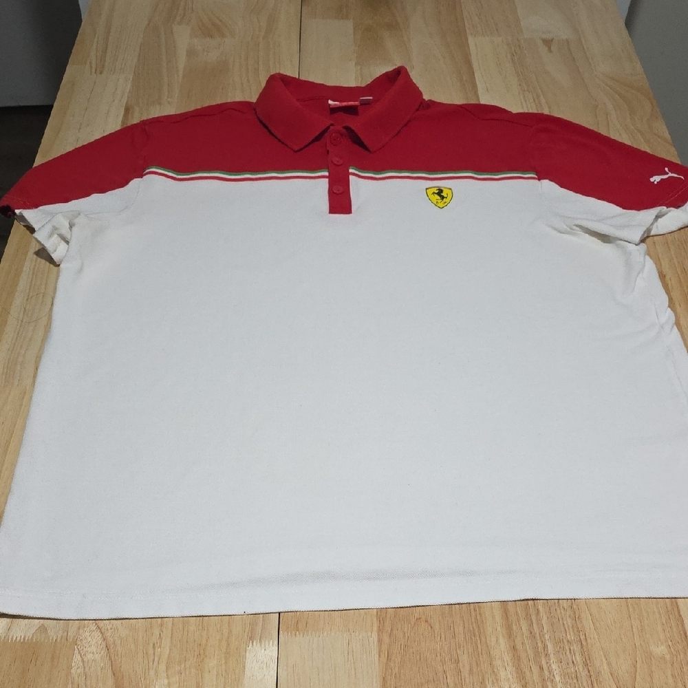 Ferrari Red and White Polo Shirt